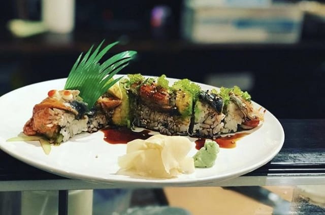 Spicy Salmon Dragon Roll.